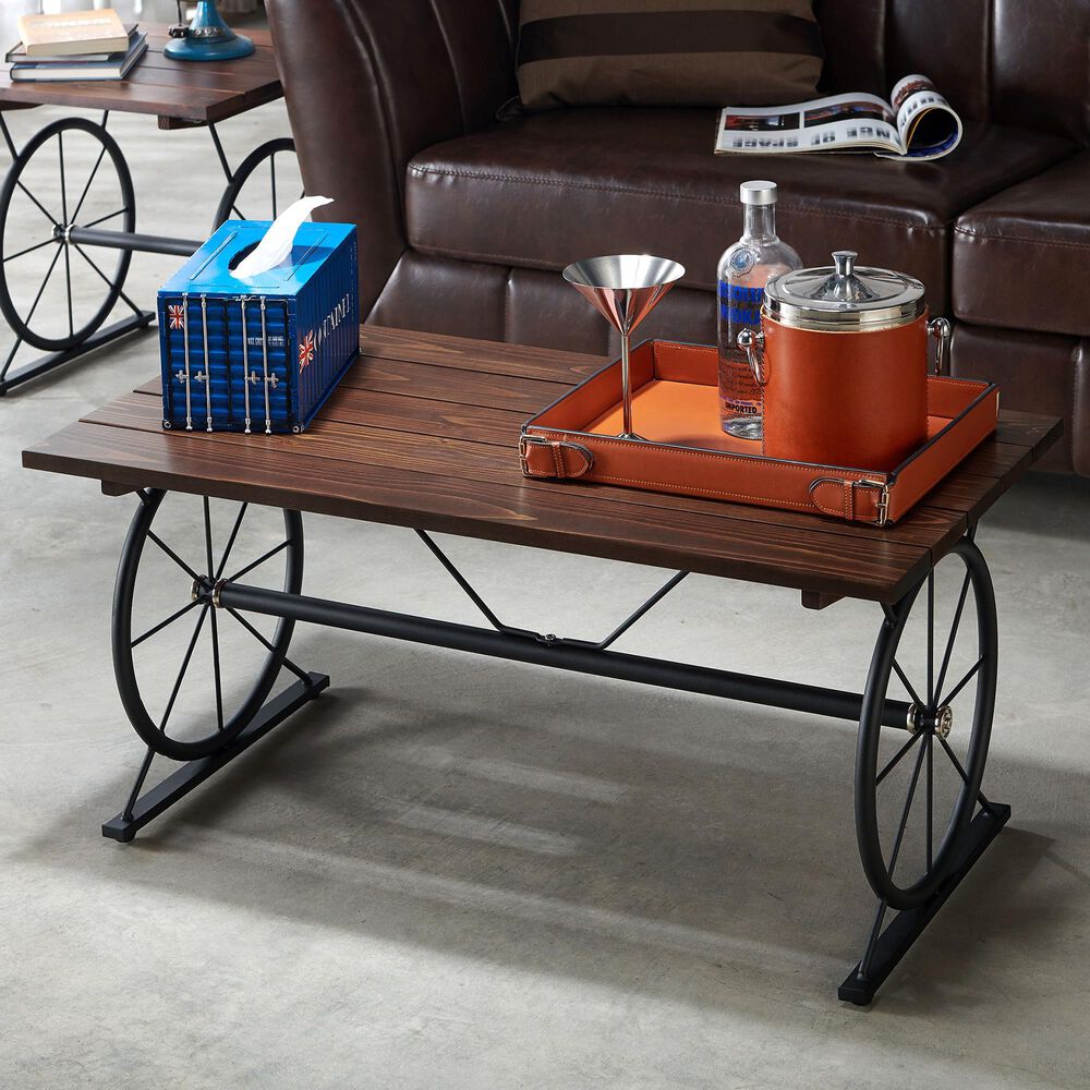 Furniture of America Cameron Coffee Table in Toasted Barnwood, , large