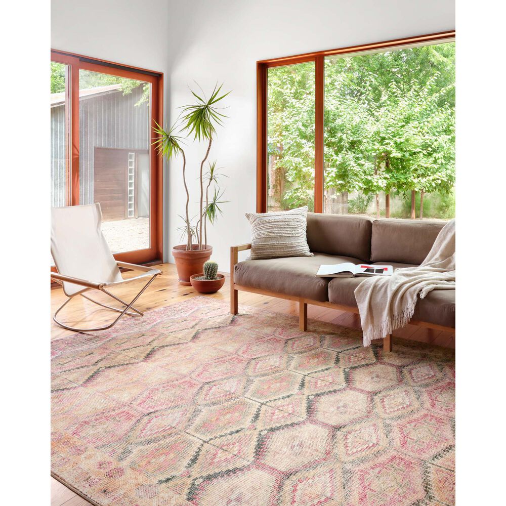 Loloi II Layla  7&#39;6&quot; x 9&#39;6&quot; Pink and Lagoon Area Rug, , large