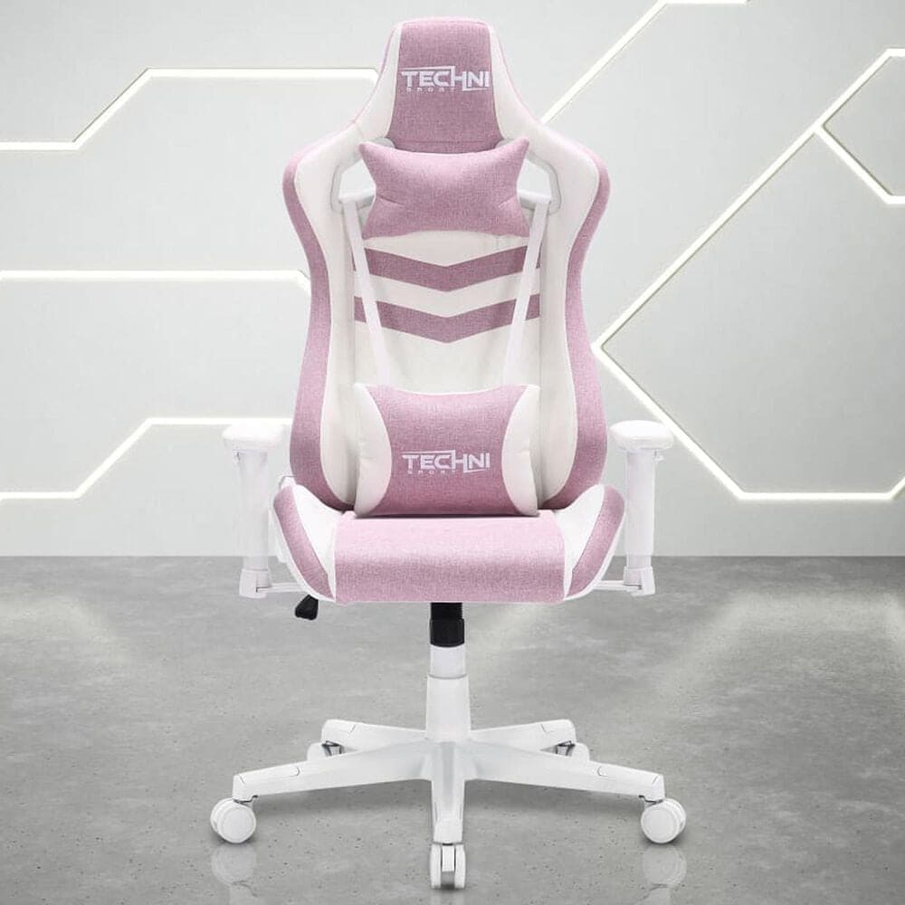Rta Products Llc Pastel Gaming Chair in Pink and White, , large