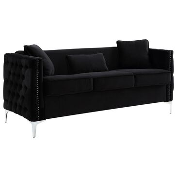 Lilola Home Bayberry Sofa in Black Velvet, , large
