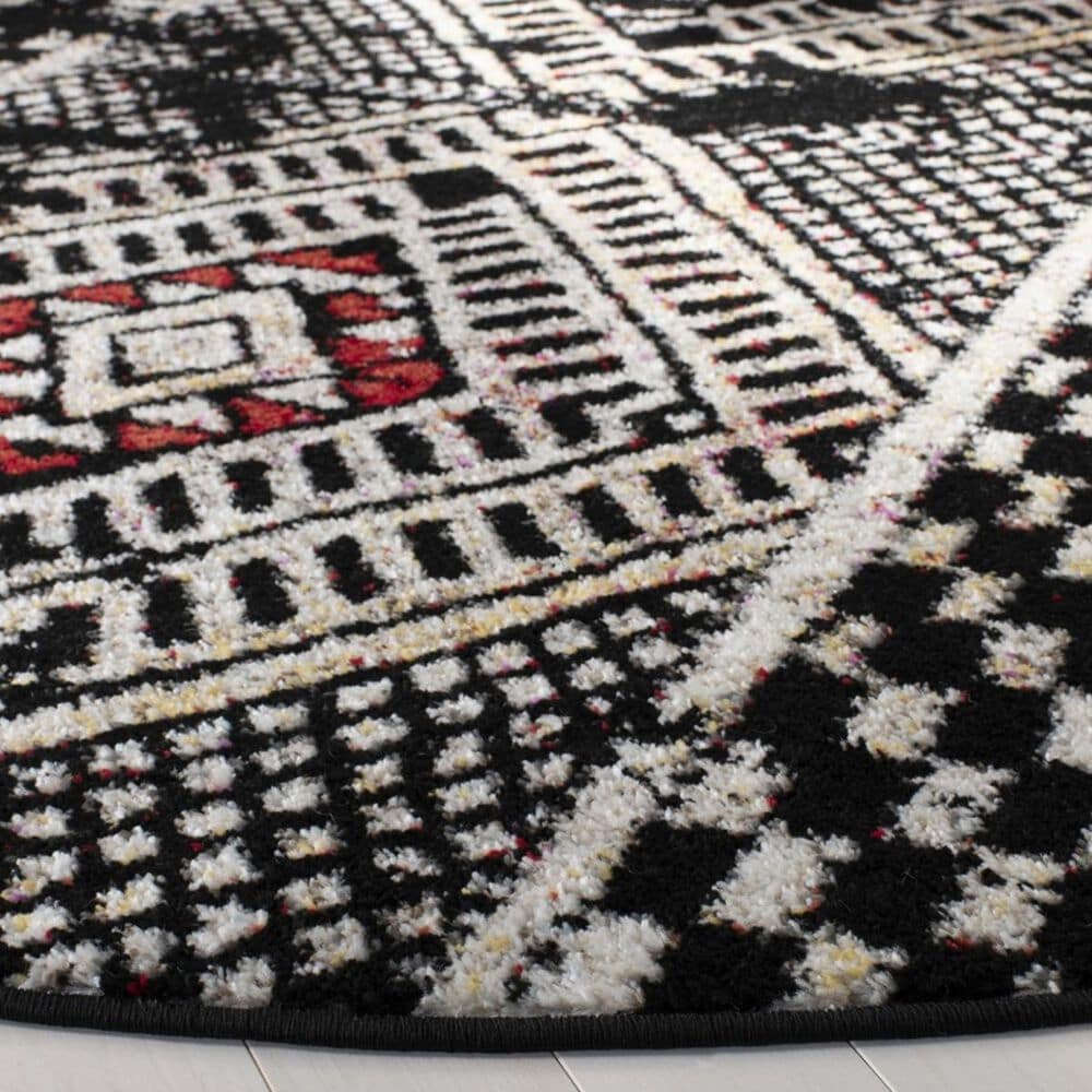 Safavieh Adirondack ADR202Z 6&#39; Round Black and Light Grey Area Rug, , large