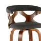 LumiSource Gardenia Swivel Fixed-Height Bar Stool with Charcoal Fabric Upholstery in Chrome and Walnut (Set of 2), , large
