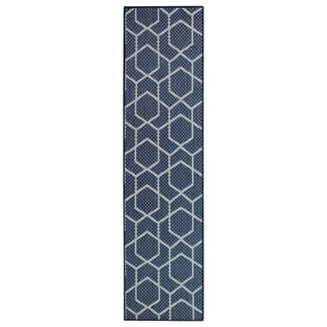 Nourison Horizon HOZ01 Navy 2"2" x 8" Indoor/Outdoor Runner, , large
