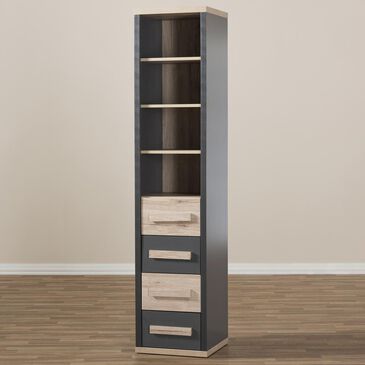 Baxton Studio Pandora 4-Drawer Storage Cabinet in Dark Grey/Light Brown, , large