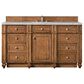 James Martin Vanities Bristol 60" Single Bathroom Vanity in Saddle Brown with 3 cm Eternal Jasmine Pearl Silestone Top, Rectangular Sink and FreePower Wireless Charger, , large