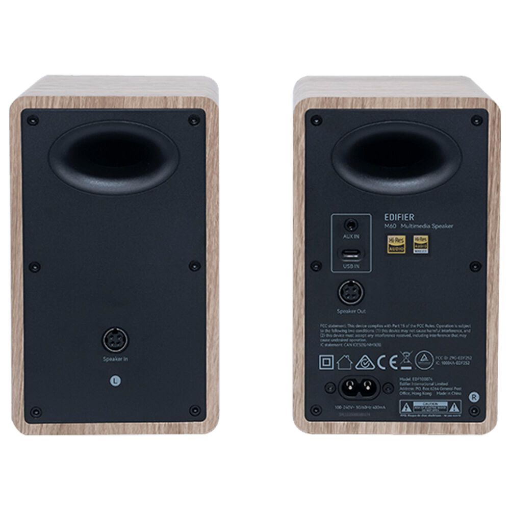 Edifier M60 2.0 Compact Desktop Bluetooth Speakers Pair in Classic Oak, , large