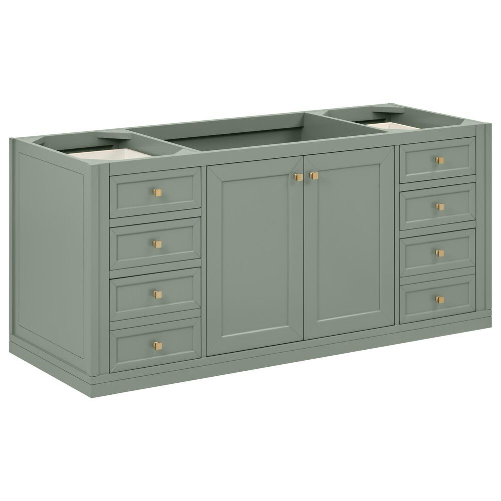 James Martin Vanities Chicago 60" Single Bathroom Vanity in Smokey Celadon with 3 cm Ethereal Noctis Quartz Top, Rectangular Sink and FreePower Wireless Charger, , large