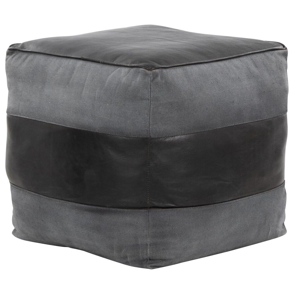 Lumisource Cobber Canvas Pouf in Black and Grey, , large