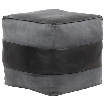Lumisource Cobber Canvas Pouf in Black and Grey, , large