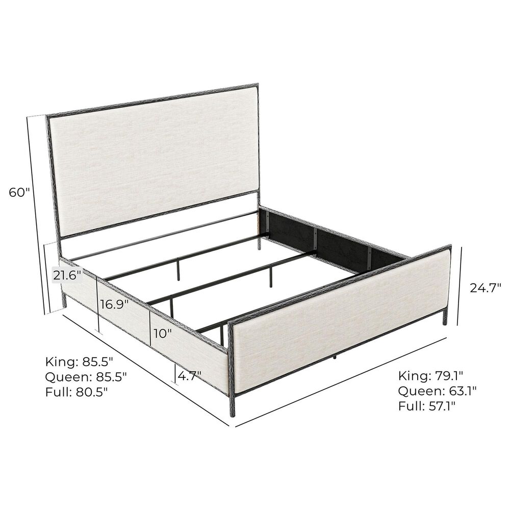 Furniture of America Lalia Queen Upholstered Panel Bed with Padded Headboard in Matte Grey, , large