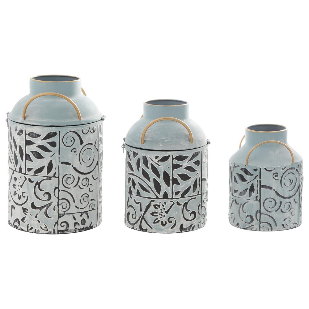 Maple and Jade Farmhouse Botanical Vase in Blue, Black and Brown &#40;Set of 3&#41;, , large