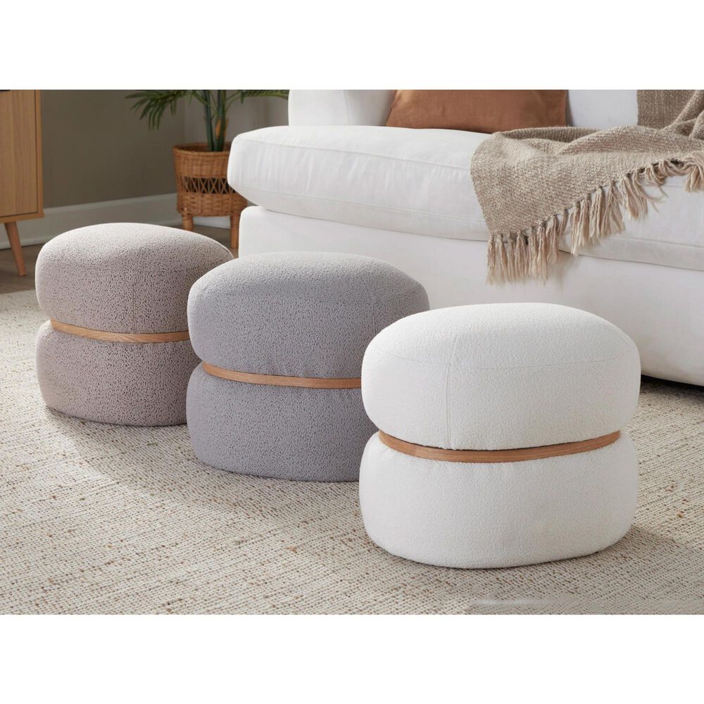 Lumisource Cinch Pouf Ottoman in Cream, , large