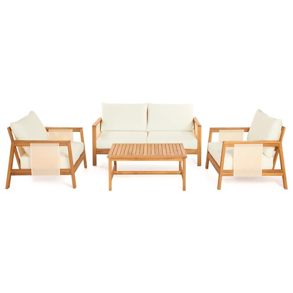 HOMLUX 4-Pieces Outdoor Conversation Set in Beige and Brown, , large