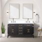 Lexora Home Laurel 60" Double Bathroom Vanity in Black Oak with White Cultured Marble Top and Rectangular Sinks, , large