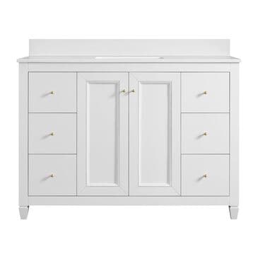 37B Claudine 48" Single Bathroom Vanity in Bright White with Glossy White Composite Stone Top and Backsplash, , large