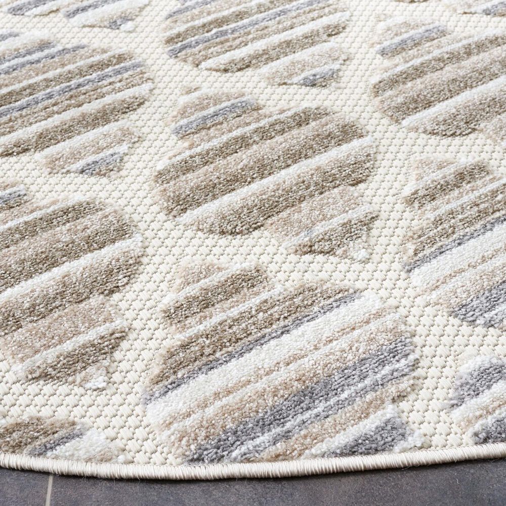 Safavieh Cabana CBN333F 6&#39;7&quot; Round Grey and Ivory Indoor/Outdoor Area Performance Rug, , large