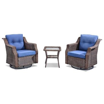 Sunwell Garden 3-Piece Patio Swivel Glider Set with 19.7" Side Table in Navy, , large