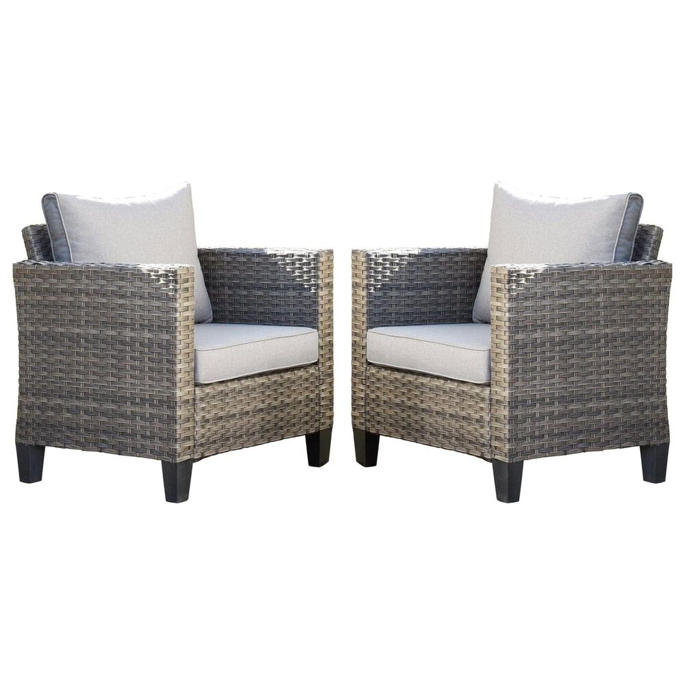 HOMLUX 28" Patio Single Chair in Grey (Set of 2), , large