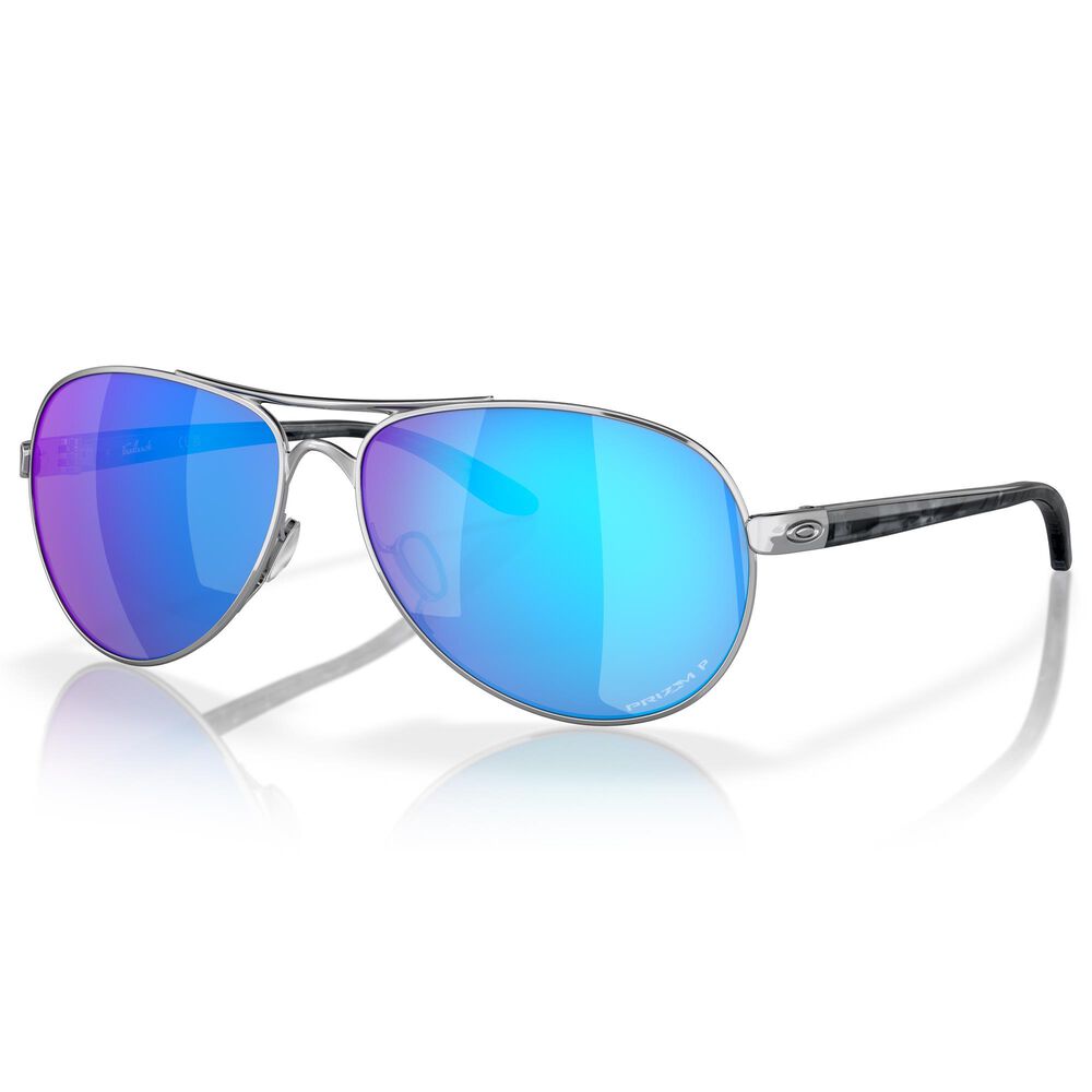 Oakley Feedback Sunglasses with Prizm Sapphire Polarized Lenses in Polished Chrome, , large