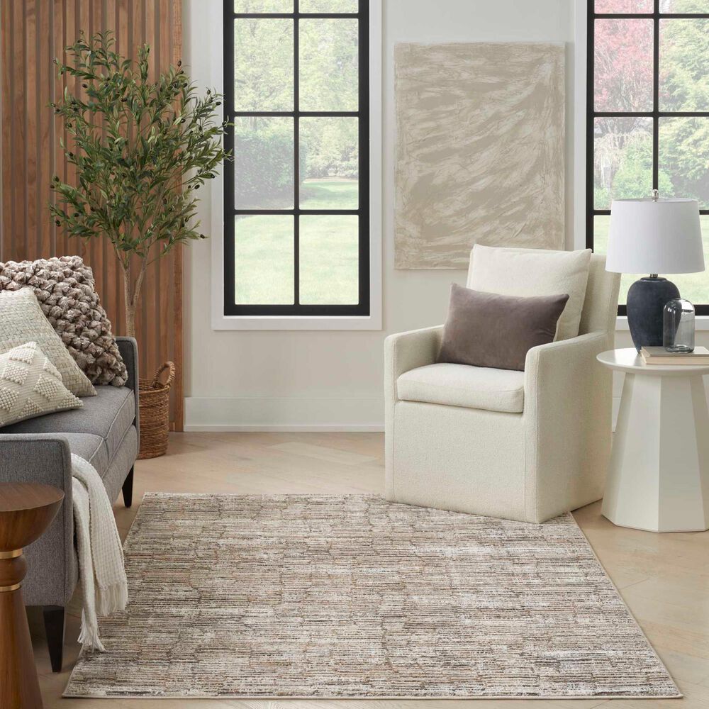 Nourison Sustainable Trends 5&#39;3&quot; x 7&#39;3&quot; Ivory and Mocha Area Rug, , large
