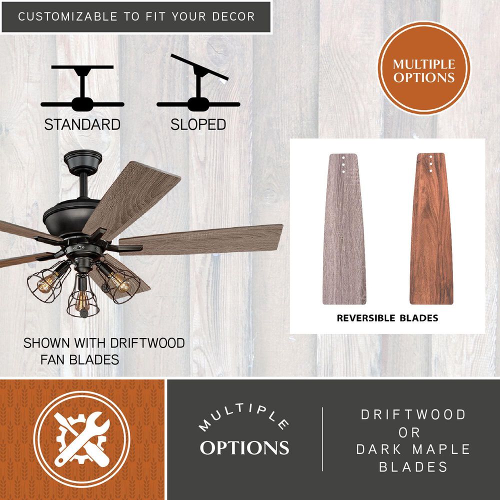 Vaxcel Clybourn 52" LED Ceiling Fan in Bronze, , large
