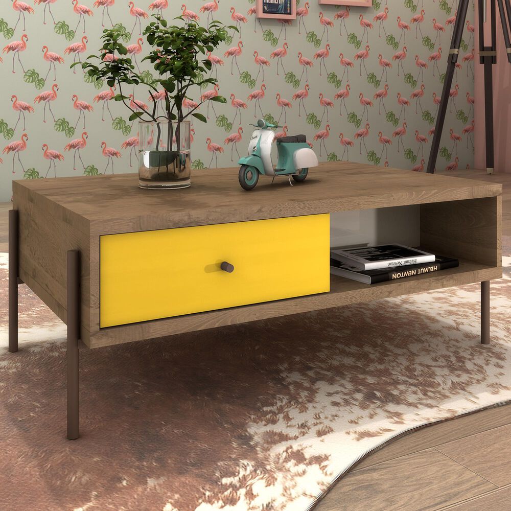 Dayton Joy 2-Drawer Coffee Table in Yellow, , large