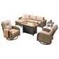 HOMLUX 8-Piece Patio Conversation Set with Fire Pit Table in Beige, , large