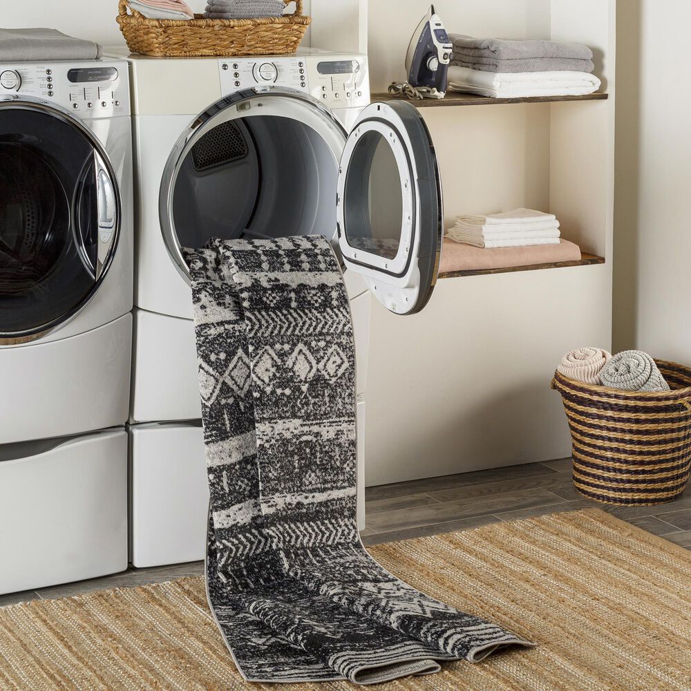 Surya Lavadora LVR-2330 2&#39;7&quot; x 7&#39;3&quot; Black, Gray and Light Gray Runner, , large