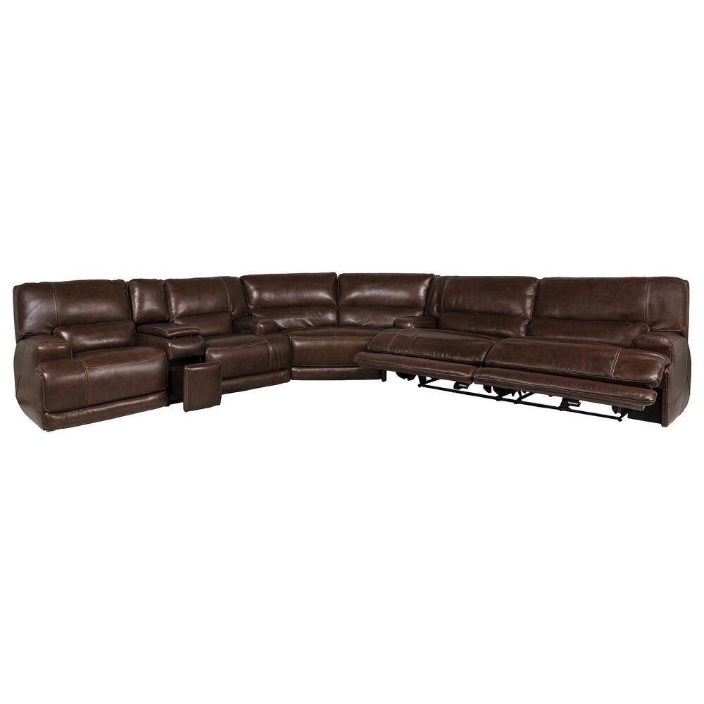 Sienna Designs 3-Piece Power Reclining Curved Sectional with Power Headrest in Brown, , large
