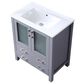 Lexora Home Volez 30" Single Bathroom Vanity in Dark Grey with 2 cm White Ceramic Top and Rectangular Sink, , large