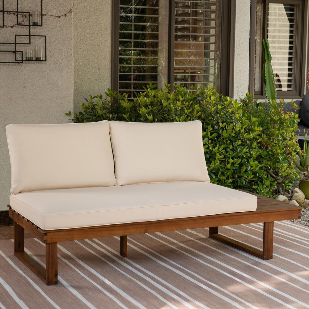 Linon Home Decor Skypark Outdoor Right Side Loveseat in Beige, , large