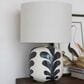 Teak Interiors Collected Notions Stoneware Table Lamp in Black and Cream, , large