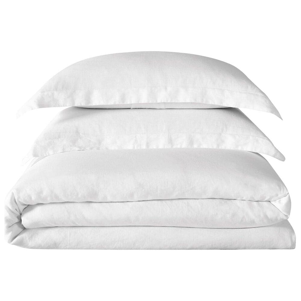 Pem America Brooklyn Loom 3-Piece Full/Queen Linen Duvet Set in White, , large