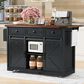 HOMLUX 54" Kitchen Island with Sliding Barn Door in Black, , large