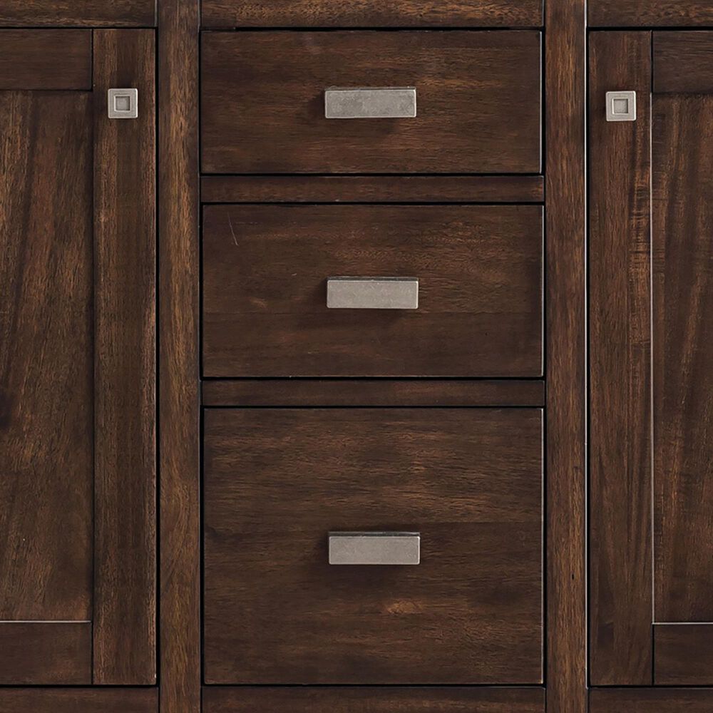 James Martin Vanities Addison 60&quot; Double Bathroom Vanity in Mid Century Acacia with 3 cm Eternal Marfil Quartz Top and Rectangular Sinks, , large