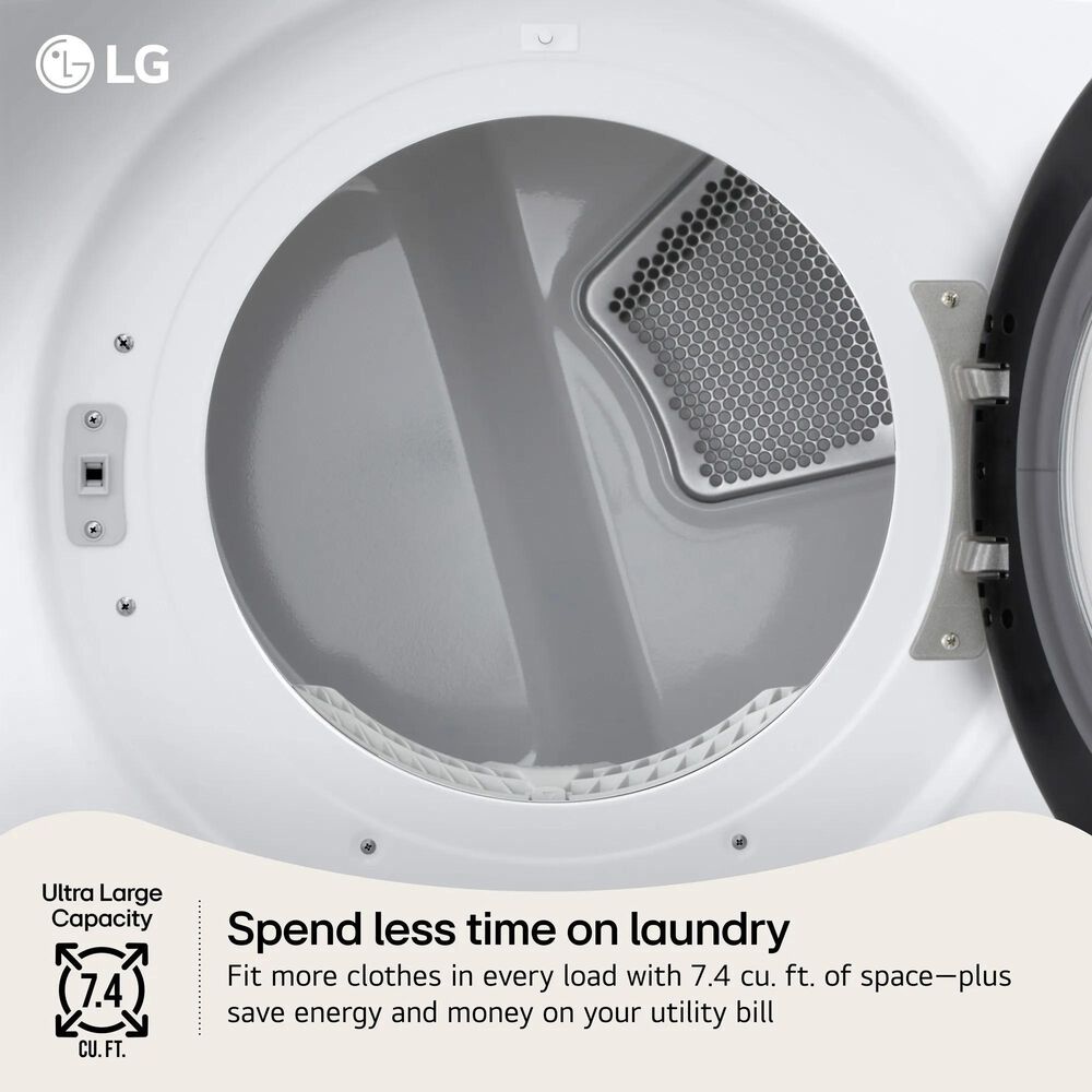 LG 7.4 Cu. Ft. Ultra Large Capacity Smart Front Load Electric Dryer in White, , large