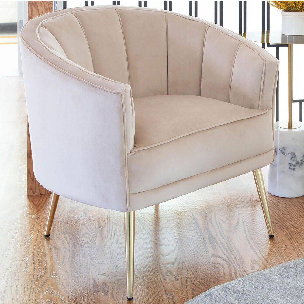 Lumisource Tania Accent Chair in Champagne Velvet and Gold, , large