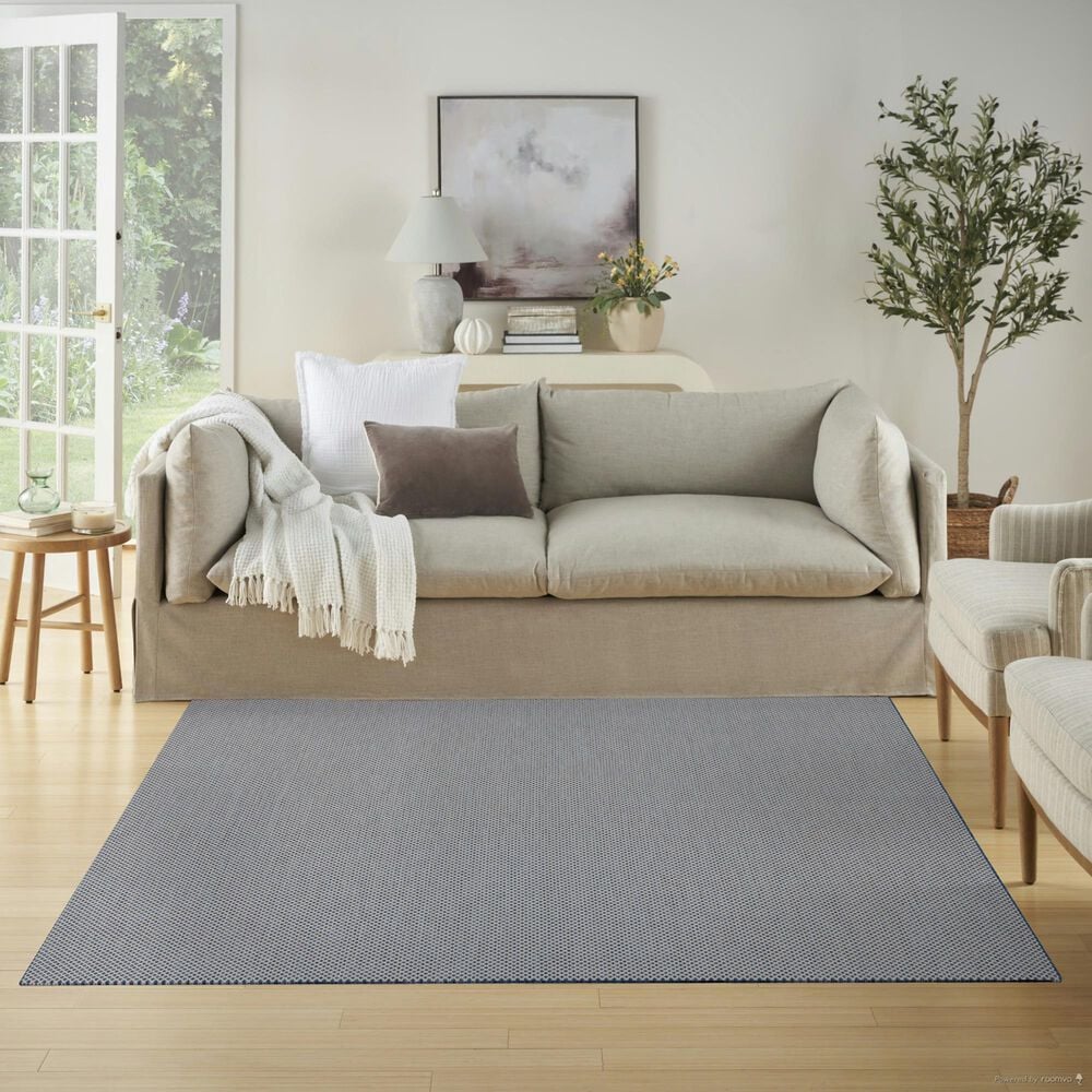 Nourison Courtyard Ivory and Blue 6&#39; Square Indoor/Outdoor Area Rug, , large