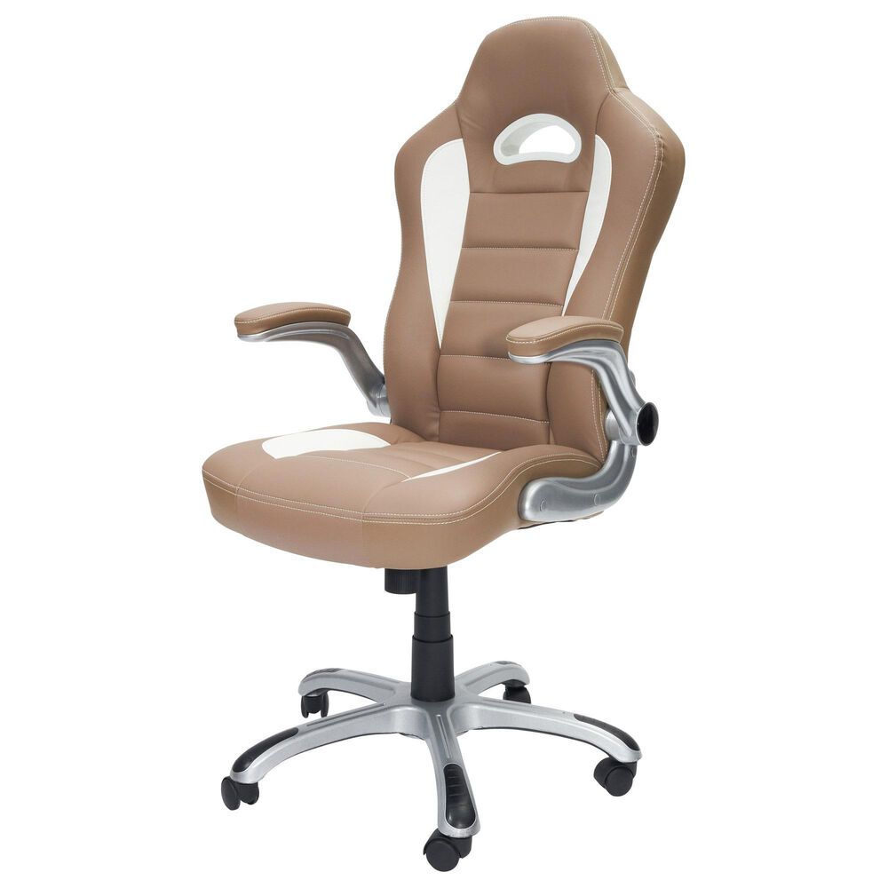 Rta Products Llc High Back Executive Sport Race Office Chair with Flip-Up Arms in Camel, , large