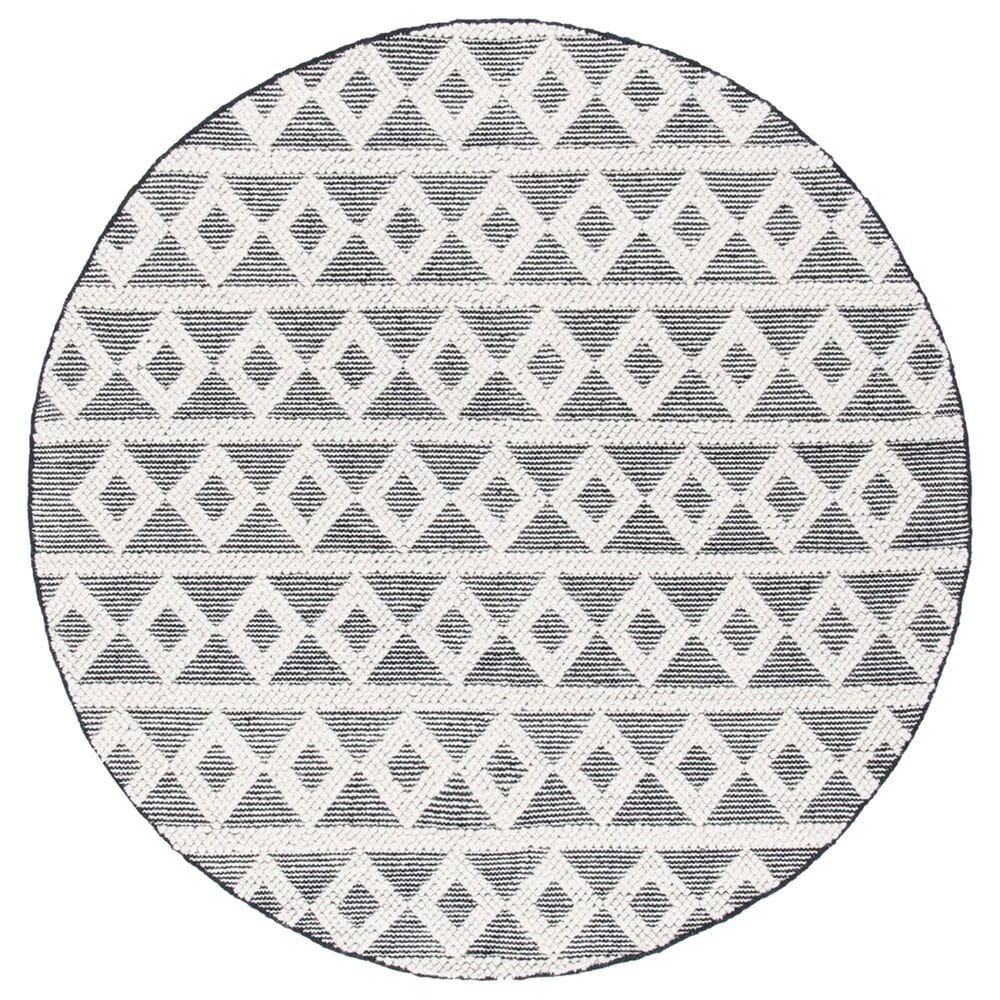 Safavieh Natura NAT479A 6" Round Ivory and Black Area Rug, , large
