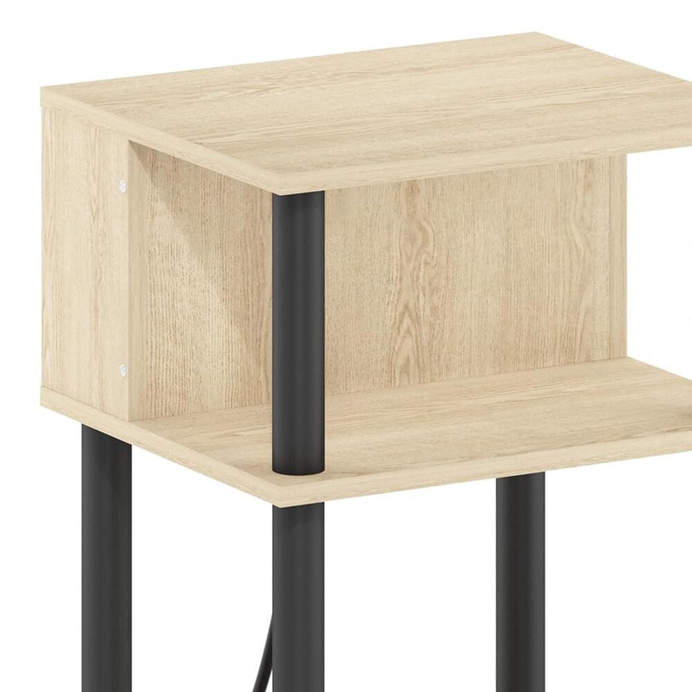HOMLUX 3-Tier Turn-N-Tube End Table in Bauhaus Oak and Black, , large