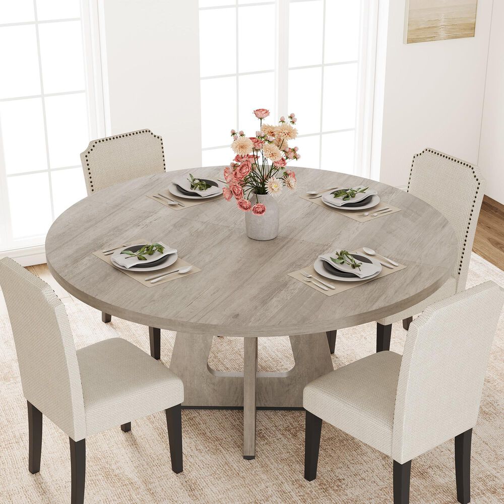 GARVEE 47" Oval Dining Table with Leaf in Gray - Table Only, , large