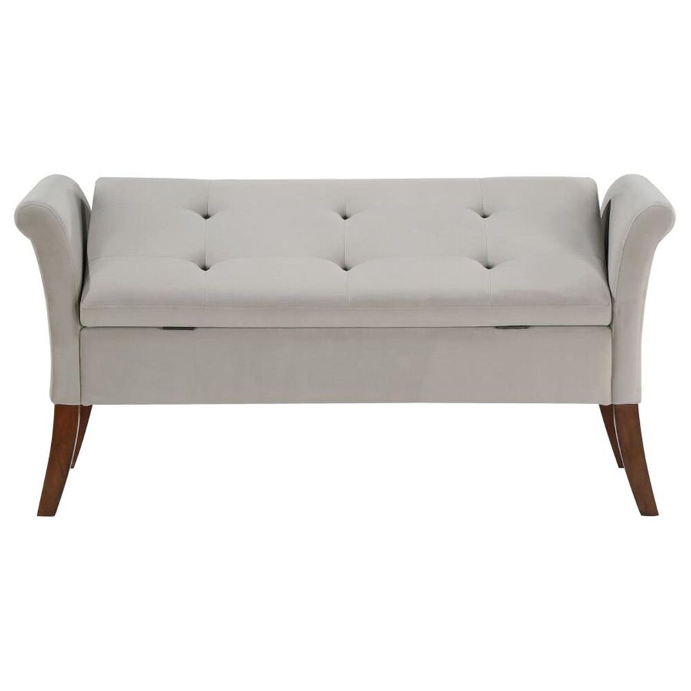 Pacific Landing Farrah Upholstered Rolled Arms Storage Bench Beige and Brown, , large