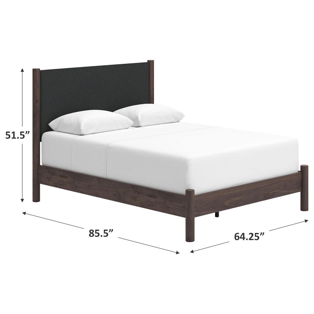 Ashley Pamytta Queen Upholstered Panel Bed in Rich Brown, , large