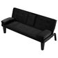 HOMLUX 65" Futon Sleeper Sofa Bed with Adjustable Backrest and Cup Holders in Black, , large