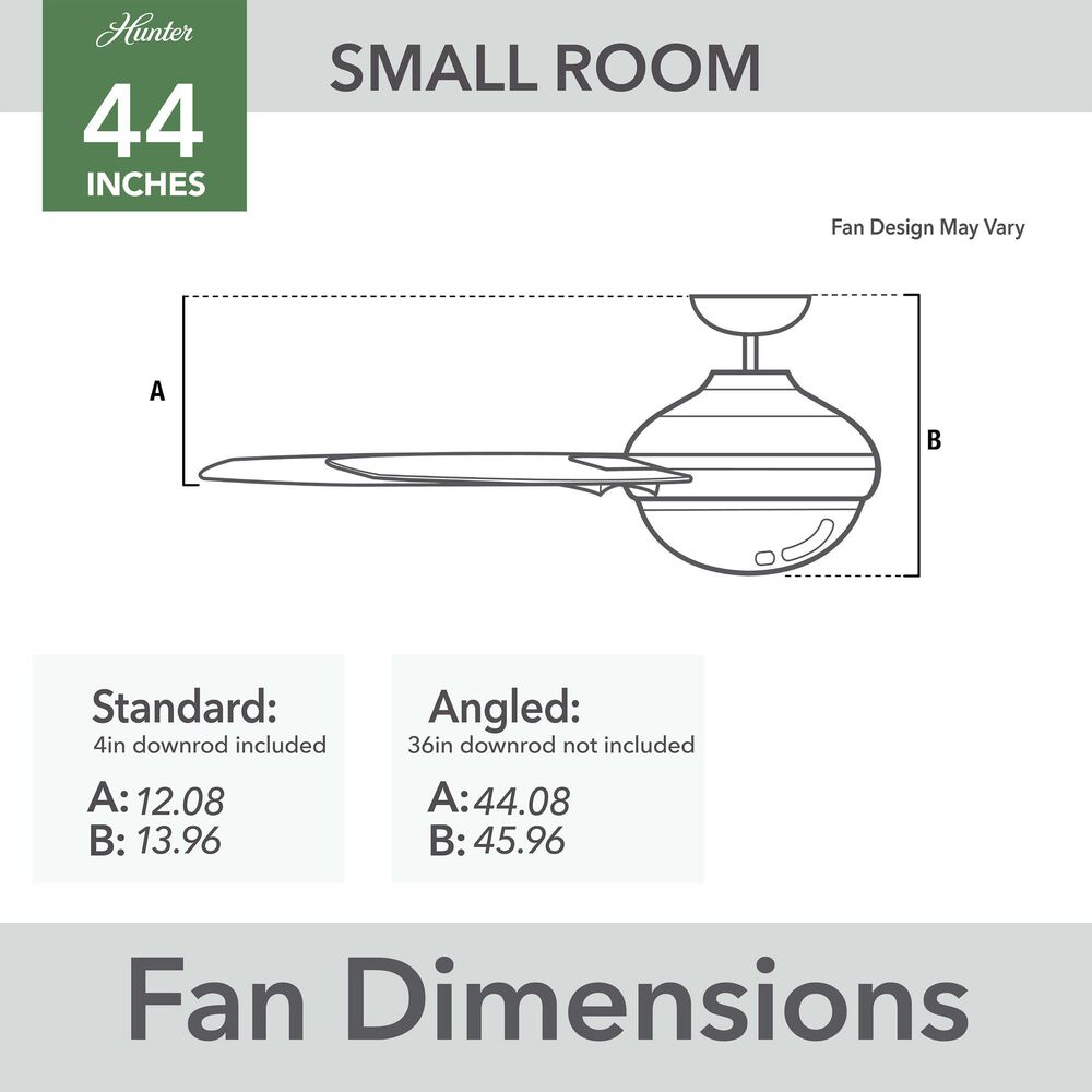 Hunter Wisp 44&quot; Ceiling Fan with LED Light in Painted Pewter, , large