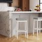 Linon Home Decor Claridge Bar Stool with Light Grey Cushion in White, , large