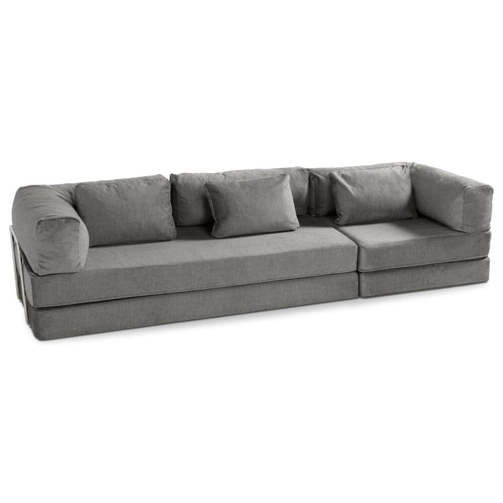 Jaxx Unsofa Stationary Sofa in Elephant Dark Grey Velvet, , large