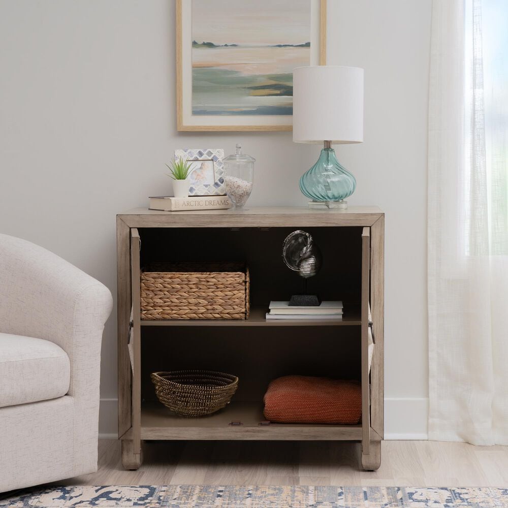 Linon Home Decor Jindran 2-Door Cabinet in Grey and Off White, , large