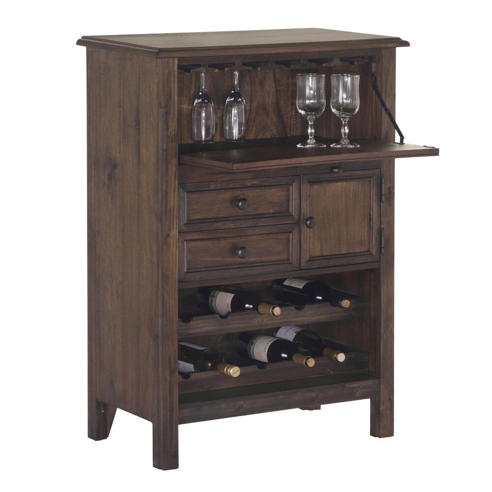 Sterling Timber 2-Drawer Wine Cabinet with Wine Racks in Brown, , large